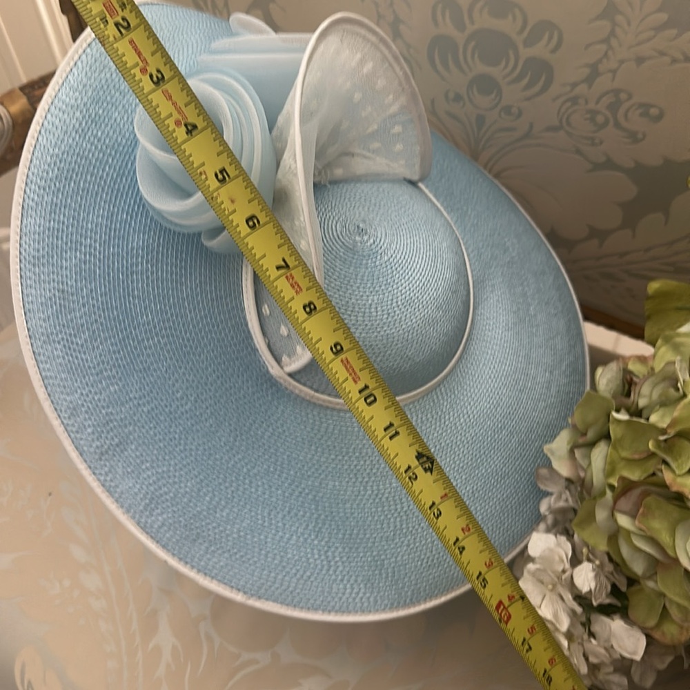 Gorgeous light blue summer church hat, Kentucky derby hat - Picture 8 of 13